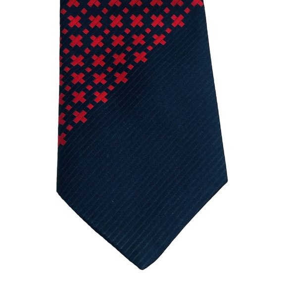 Andr'e Patric Jewel Collection Tie Navy Red Geo Vintage Mens Necktie Tie Wide - Picture 4 of 7